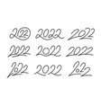 set of 2022 calligraphic numbers editable stroke vector image