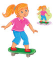 girl skateboarding vector image vector image