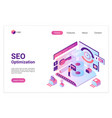 seo isometric landing page template vector image
