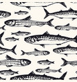 seamless pattern with ocean and sea fishes vector image vector image