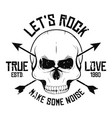 rock and roll t-shirt graphic design with skull vector image vector image