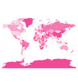world map in four shades of pink on white vector image