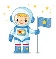 young cosmonaut in a spacesuit is standing vector image