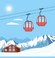 red ski cabin lift for skiers and snowboarders vector image