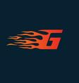 letter g flame logo speed design concept vector image vector image