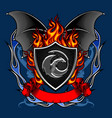 shield burning fire bat wing background vector image vector image