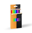 3d color pencil box wooden tools for drawing vector image vector image