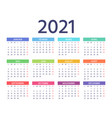 2021 french calendar template year color planner vector image