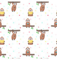 seamless pattern with cute lazy sloths vector image