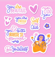set of stickers with romantic design elements vector image vector image