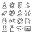 coronavirus icons set on white background line vector image