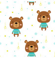 seamless winter pattern with cute cartoon bear vector image vector image