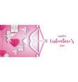 valentines day banner with paper hearts vector image vector image