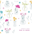 fresh flowers in vases frame corner pattern vector image