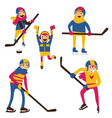 isolated on white hockey family with sticks vector image vector image