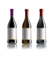 red wine bottle set of white rose and wine vector image vector image