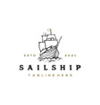 vintage retro hipster sailing ship logo design vector image vector image