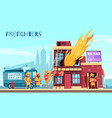 fighting fire horizontal composition vector image vector image