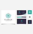 flower monoline luxury logo with business card vector image vector image