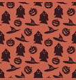 seamless pattern with evil pumpkins and ghosts vector image vector image