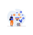 social network web concept with character scene vector image vector image
