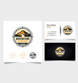 badge adventure logo design with mountains vector image