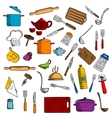 kitchen utensils and kitchenware icons vector image vector image