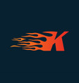 letter k flame logo speed design concept vector image