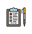 folder tablet with pen checklist flat color icon vector image vector image