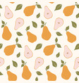 seamless pattern with yellow pears summer fruit vector image