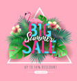 summer big sale typography poster with flamingo vector image