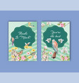 thank you card template with spring and bird vector image vector image