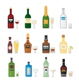set of different alcohol drink bottle and glasses vector image