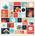 advent calendar with christmas elements vector image