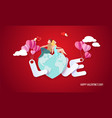 valentines day card with couple in love heart vector image