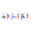 happy jumping office team smiling people vector image