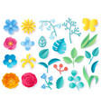 paper cut plant leaves realistic 3d origami twigs vector image