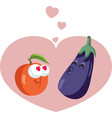 peach and eggplant in love cartoon vector image