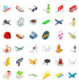 plane travel icons set isometric style vector image