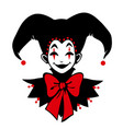 funny joker face in red and black colors vector image vector image