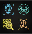 neon biometric scan icon set vector image