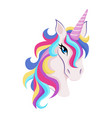 magic unicorn with colorful horn and manes icon vector image vector image