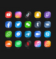 social media modern glass 3d web icons set vector image vector image