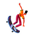 young woman riding on skateboard happy girl vector image