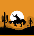 cowboy driving wild horse silhouette american vector image vector image