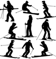 mountain skier woman speeding down slope sport vector image