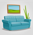 cozy sofa in a bright room with a picture vector image