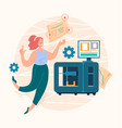 3d printer model development concept flat vector image vector image