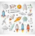 collection of sketchy space objects vector image