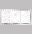 set of a4 pages crumpled paper vector image